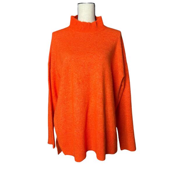 Ann Taylor Factory Women's Sweater in Orange Funnel Neck Size XL - Picture 1 of 5